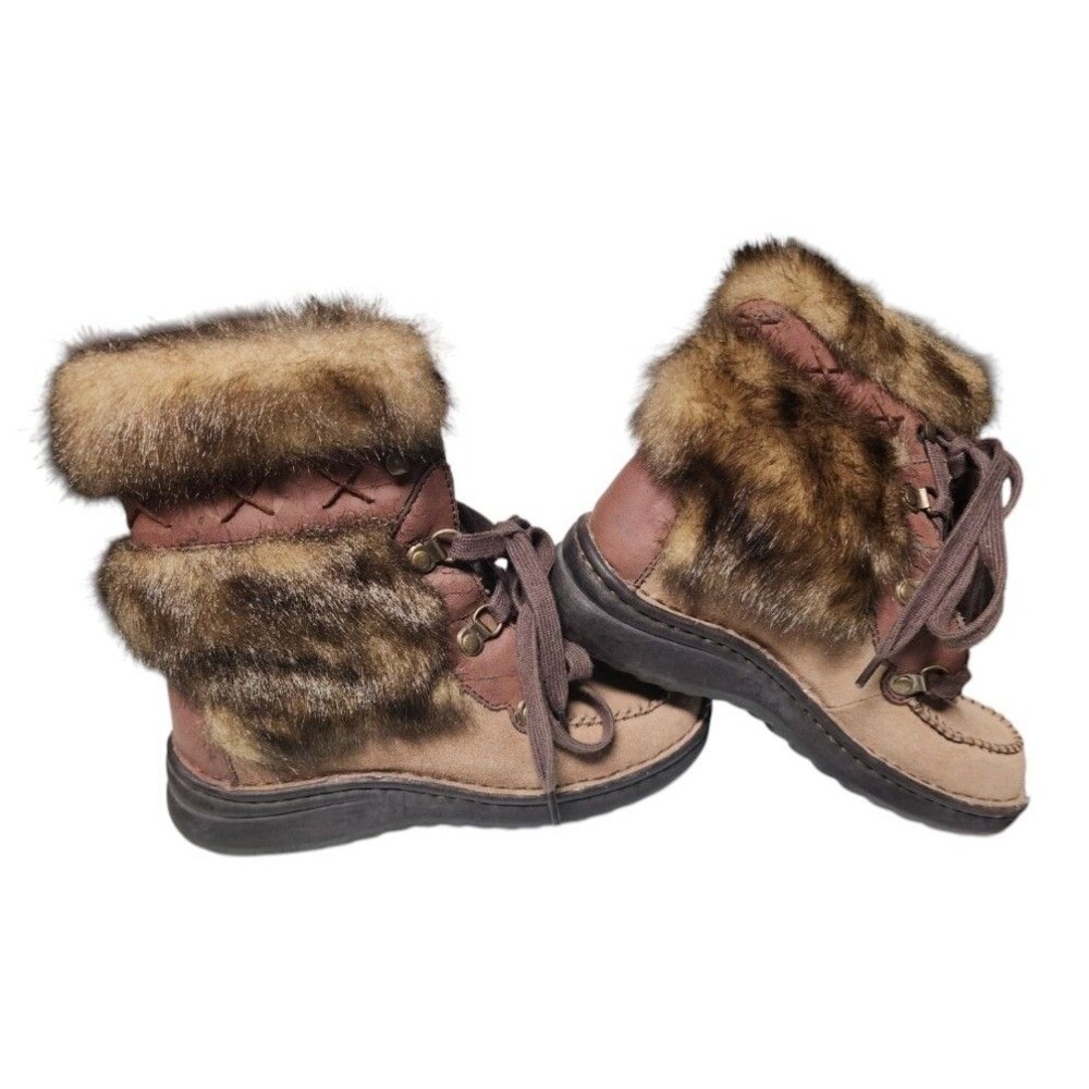 American Eagle 'Mikko' Leather Boots Size 7M Faux Fur Winter